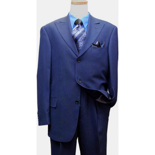 Earvin Magic Johnson Black With Royal Blue Weaved Stripes Suit AL20543